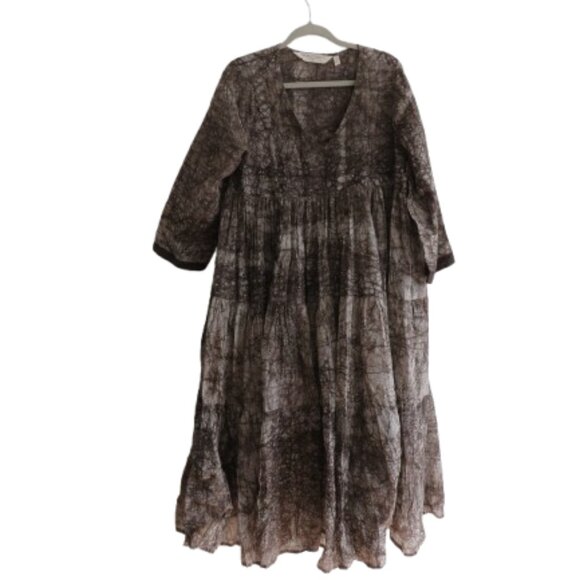 THE INDIAN ETHNIC CO Anayat Batik Cotton Tiered Maxi Dress Boho Lagenlook XXL - Picture 1 of 15